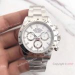 Swiss replica Rolex Daytona 904L Stainless Steel White Face Watch AR Factory Daytona